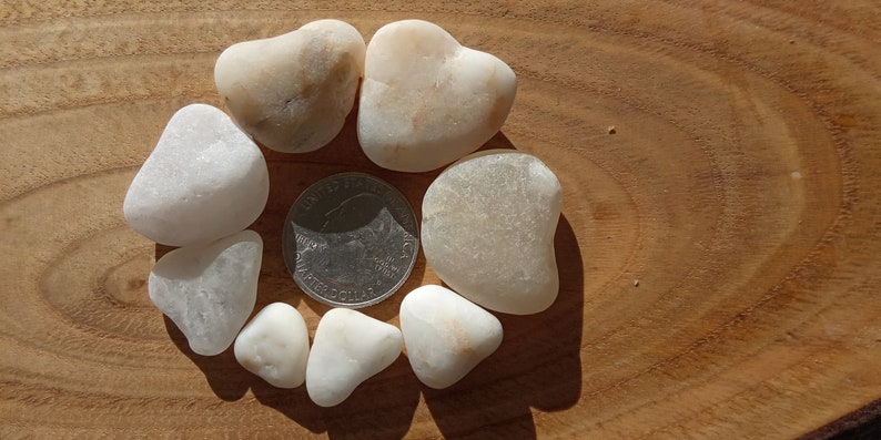 8 Hearts Sea Stone Rare Beach Find Gift from Oporto Portugal Heart Shaped Sea Pebbles White Grey Smoky Colors Quartz