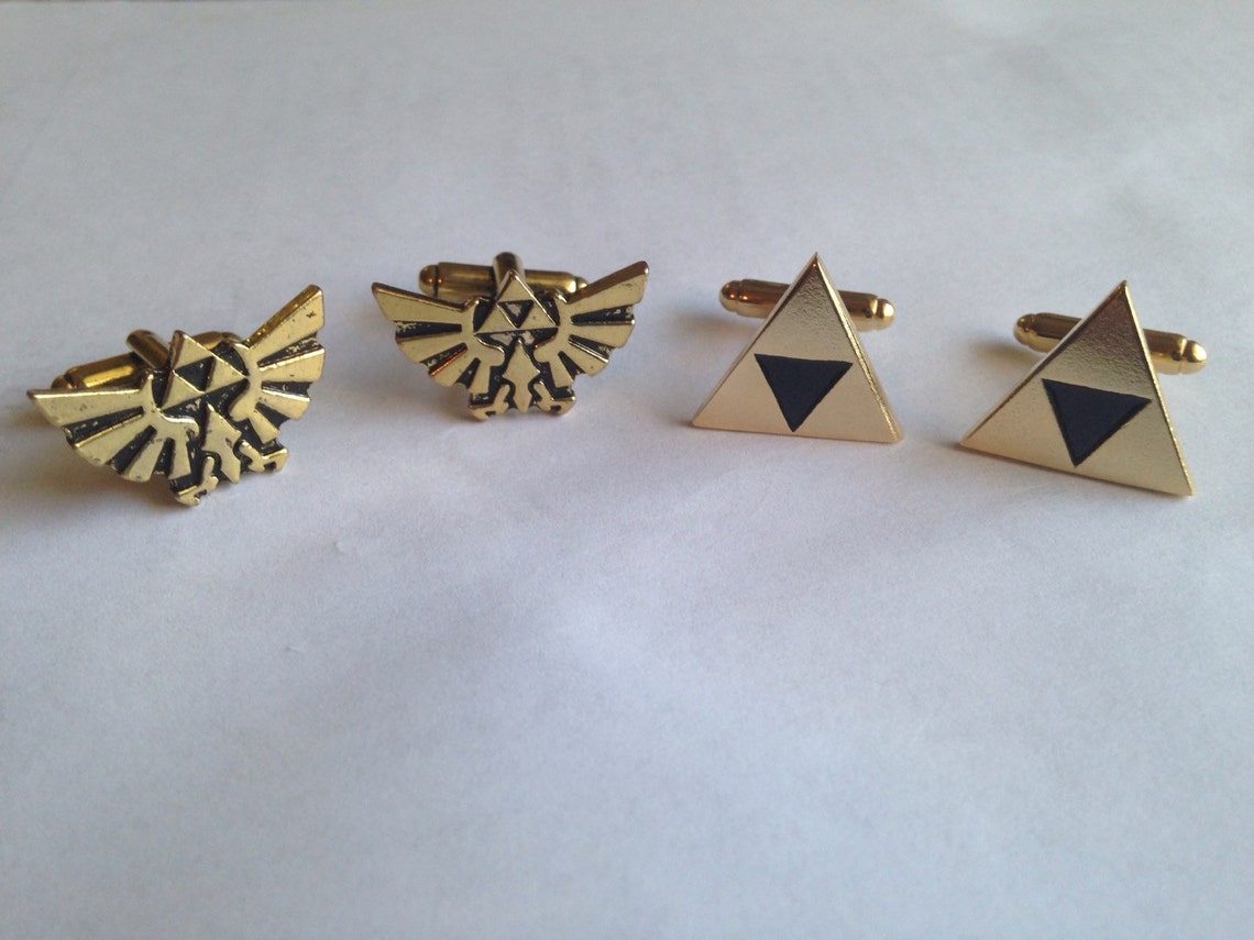 The Legend Of Zelda Cufflinks Set Triforce Hyrule Crest Etsy