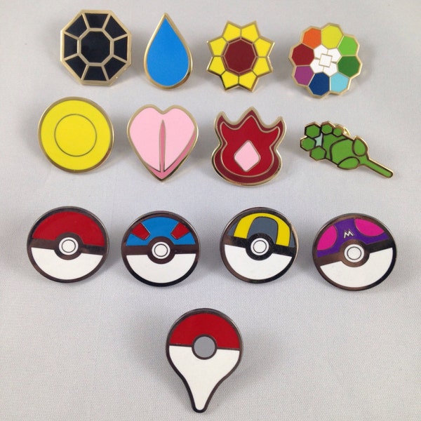 Pokemon Kanto Gym Badges GO Metal Pins Set