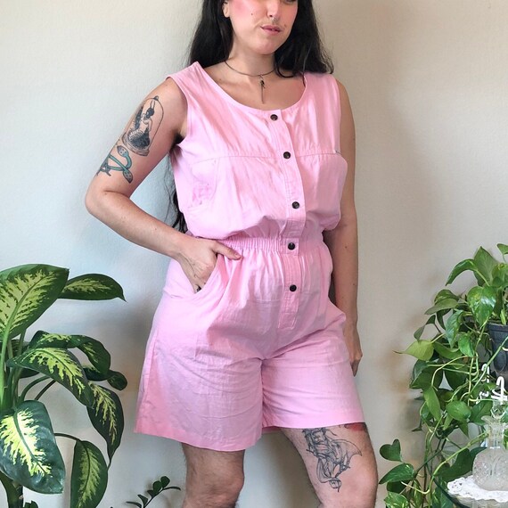 Vintage 1980s “Ideas” baby pink cotton summer jump