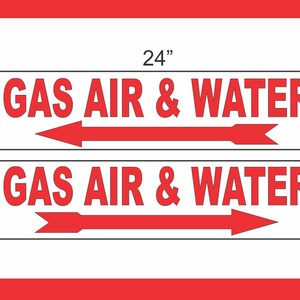 2-6x24 Gas Luft & Wasser mit Pfeil Richtungsschilder Straße Straße Yard Corner