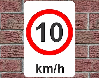 Placa de limite de velocidade de 10 km/h, em alumínio branco, 12x18