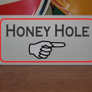 Honey Hole prawa strzałka metalowy znak do kuchni restauracja wystrój food truck koncesja przyczepa stojak wózek sklep spożywczy sklep targowisko