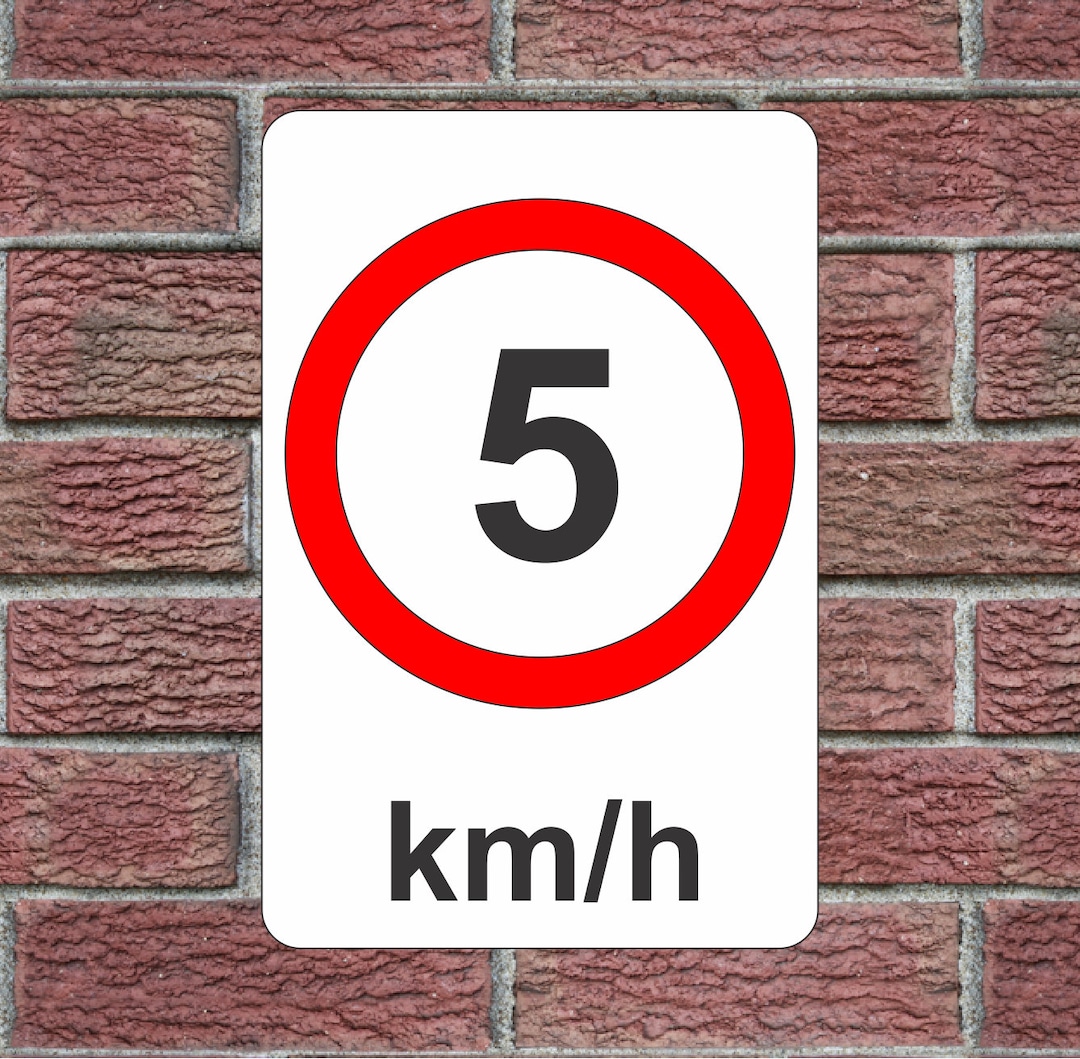 Metric Speed Limit 5 Km/h White Red & Black Metal Sign for Street Road ...