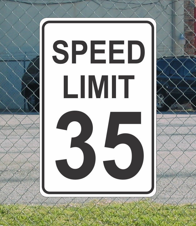 Speed Limit 35 Metal Sign, Street Road Decor (12x18