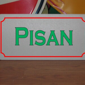 Placa de metal PISAN para restaurante italiano na Itália, pizzaria no estilo de Nova York, bairro