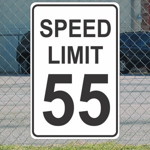 Speed Limit 55 White & Black Metal Sign for Street Road Highway Parking Lot 12&quot;x18&quot; MPH