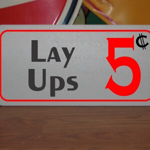 Lay Ups 5 cents Metal Sign for Basketball Practice Court Rim Hoop