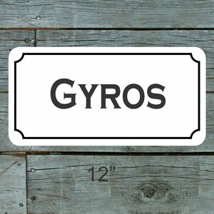 GYROS Metalowy znak do dekoracji kuchni, przyczepy gastronomicznej, stojaka na wózek