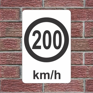 Metric Speed Limit 200 km/h White & Black Metal Sign for Street Road Highway Parking Lot 12&quot;x18&quot; Kilometer