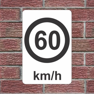 Metric Speed Limit 60 km/h White & Black Metal Sign for Street Road Highway Parking Lot 12&quot;x18&quot; Kilometer