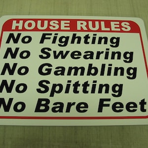 HOUSE RULES No Fighting No Swearing Gambling Spitting Bare Feet... Metal sign Golf Course Club Man Cave Home Bar