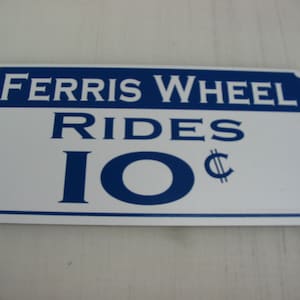 Ferris Wheel 10 cents Metal Sign Vintage Carnival Fair Boardwalk Amusement Park Game Room