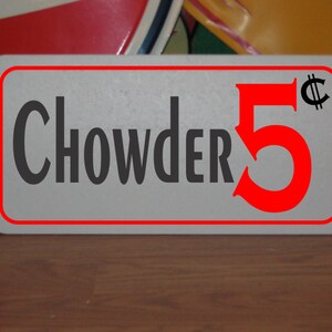 Chowder 5c Metalowy znak do kuchni restauracyjnej