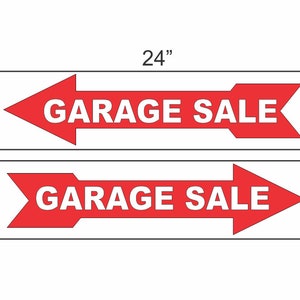 2-6x24 Garage Sale ROT mit Pfeil Richtungsschilder Straße Straße Yard Corner