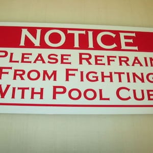 NO Fighting with Pool Cues Metal Sign for Home Bar ice house Hall
