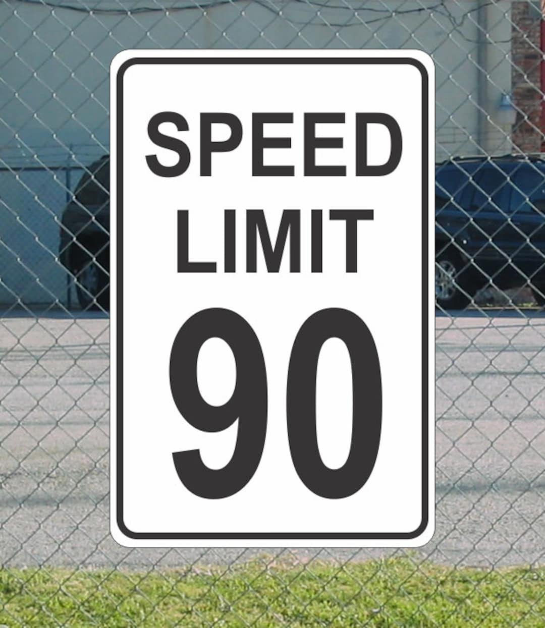 Speed Limit 90 White & Black Metal Sign for Street Road Highway