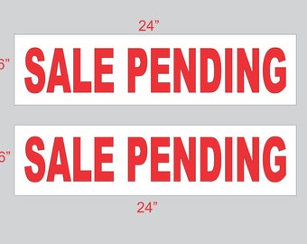 6x24 SALE PENDING Red & White Real Estate Rider Sign Buy 1 Get 1 FREE Double Sided
