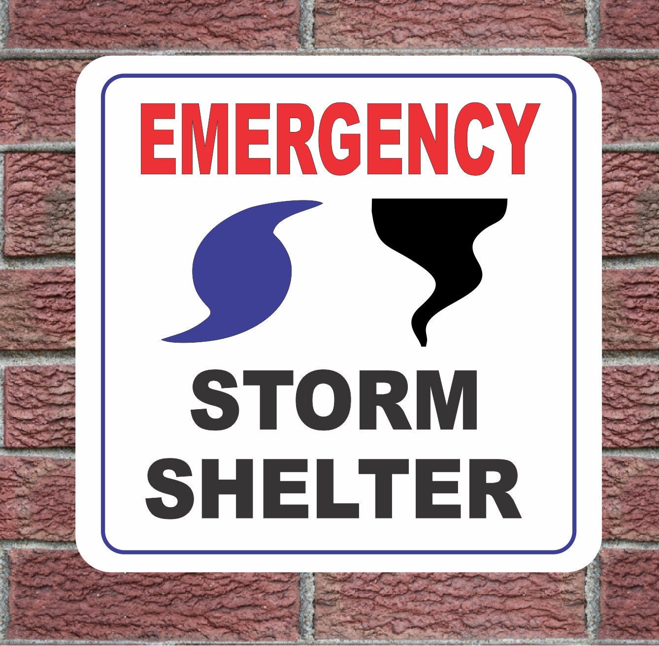 EMERGENCY STORM SHELTER Metal Sign 12x12 Street Road Highway