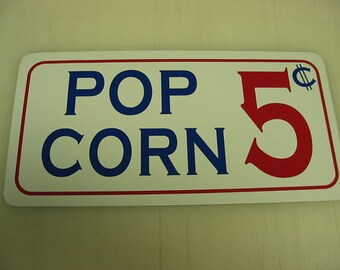 Pop Corn 5 Cents Metallschild, Bauernhaus-Küchendekor