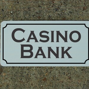 Letrero de metal con la palabra CASINO BANK para sala de billar, mesa de póquer, máquina tragamonedas