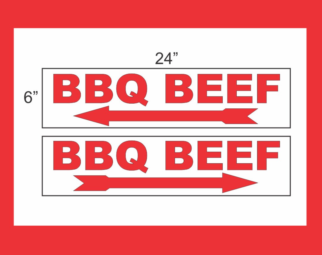 2-6x24 BBQ Beef With Arrow Directional Signs Street Road Yard Corner - Etsy