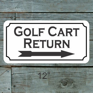 Golfkarretour pijl naar rechts metalen bord voor golfbaan Driving Range Pro Shop
