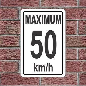 Maximum Metric Speed Limit 50 White & Black Metal Sign for Street Road Highway Parking Lot 12&quot;x18&quot; Kilometer km/h