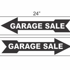 2-6 x 24 garage sale zwart met pijl, richtingaanwijzers Street Road Yard Corner