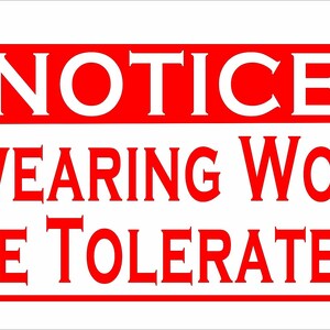 Swearing Wont Be Tolerated Metal sign for Golf Course Club Bar