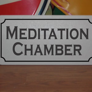 CÁMARA DE MEDITACIÓN Letrero metálico para sala de relajación de yoga tranquilo