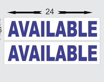 Blau-weißes Schild ""Available"" (6x24, doppelseitig)"