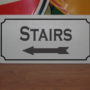 STAIRS mit Pfeil nach links aus Metall Schild für Store Office Wohn-Gebäude