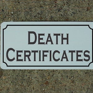 CERTIDÕES DE ÓBITO... Placa de metal para decoração de fazenda, celeiro, fazenda, rancho ou cozinha, campo de golfe, campo de tiro, carnaval