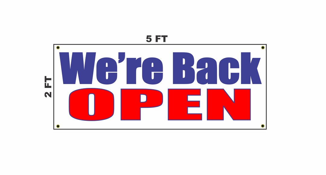 We're Back Open Banner Sign - Etsy