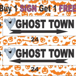 2-6x24 GhostTown mit Pfeil Richtungsschilder Straße Straße Ecke Halloween Haunted Woods