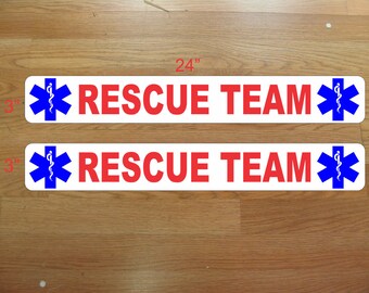 Señales magnéticas de EQUIPO DE RESCATE en rojo, blanco y azul para adaptarse a automóviles, grúas, camionetas SUV, tamaño aprobado por el Departamento de Defensa de EE. UU.