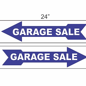 2-6x24 Garage Sale BLAU mit Pfeil Richtungsschilder Straße Straße Yard Corner