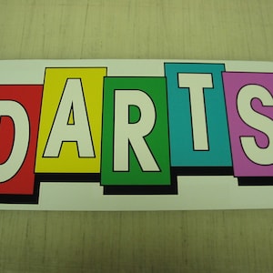 DARTS Retro Art Deco Style Metal Sign for Home Bar Dart Board Decor