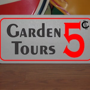 Garden Tour 5 centów Metalowy znak dla lokalnej kuchni, restauracji, food trucka, przyczepy koncesyjnej, stoiska, sklepu spożywczego, targu rolnego
