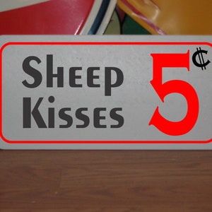 Sheep Kisses 5 cents Metal Sign
