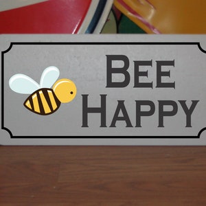 BEE HAPPY Metalowy znak dla Local Honey Kitchen Restaurant Decor Food Truck Concession Trailer Stand Cart Convenience Store Shop Farm Market