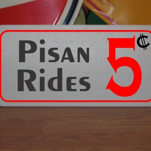 PISAN RIDES 5 centavos Placa de metal para Itália Restaurante italiano Pizzaria estilo nova-iorquino Bairro