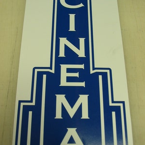 Art Deco CINEMA Metal Sign for Home Theater