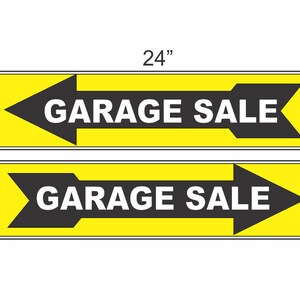 2-6x24 Garage Sale schwarz & gelb mit Richtungspfeilen Straße Straße Yard Corner