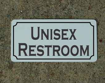 Unisex Restroom Metal Sign: Farmhouse, Golf, Home Bar Decor