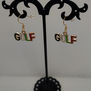 Golf Earrings, Golf Jewelry, Golf Lover Earrings, Golf Lover Jewelry, Gifts for Golfers,Golfer Gifts,Dangle Golf Earrings,Golf Charm Jewelry