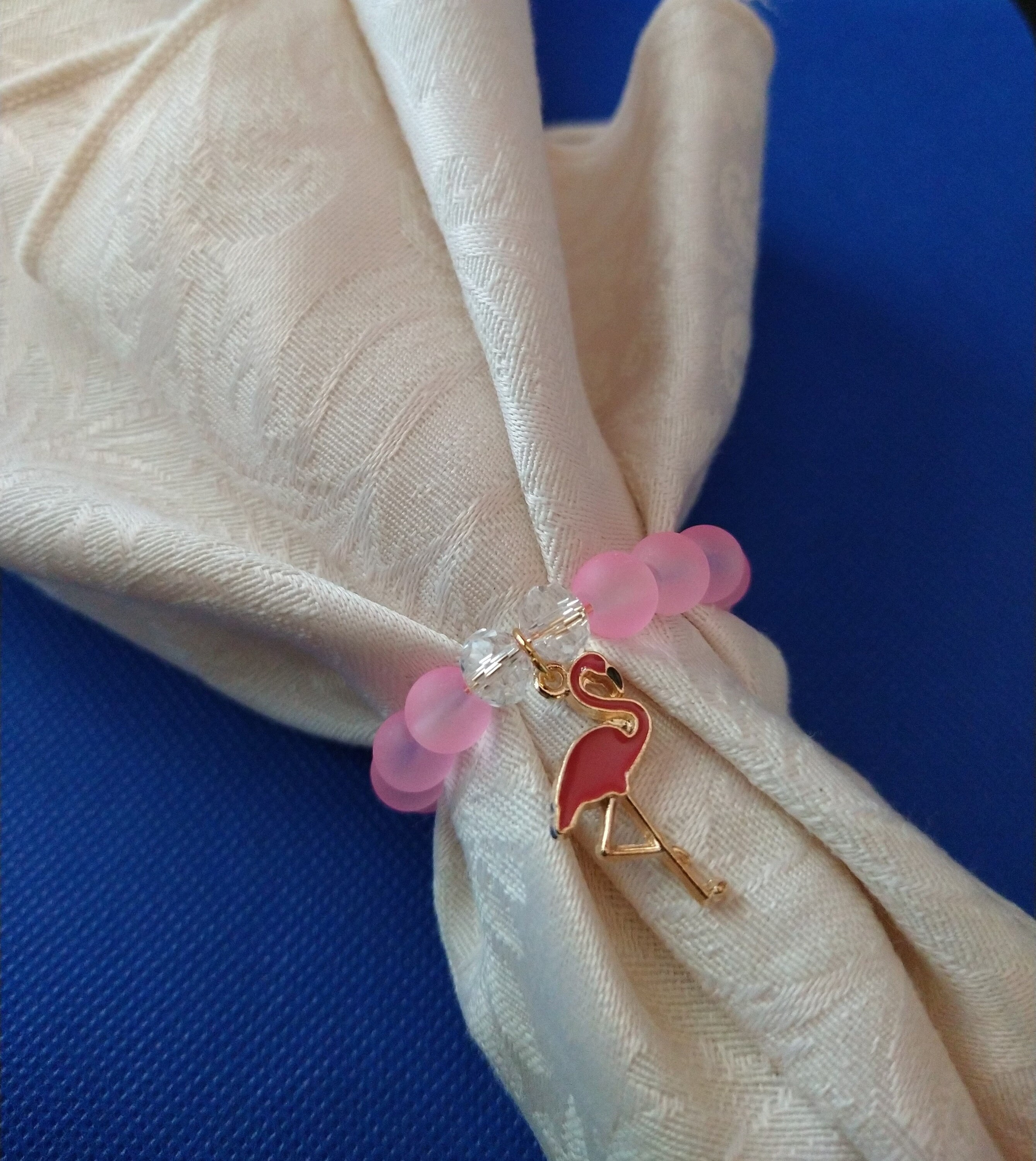 Set of 4 Pink Flamingo Napkin RingsPink Flamingo Beaded Napkin RingsFlamingo Table DecorPink Flamingo Table AccessoriesPink