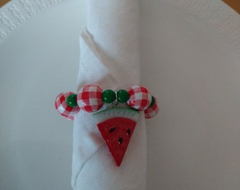 Watermelon Napkin Rings,Watermelon Beaded Napkin Rings,Watermelon Napkin Holders,Watermelon Table Decor,Beaded Napkin Rings