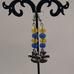 Blue and Maize Football Earrings,Blue and Maize Football Jewelry,Blue and Maize,Football Jewelry, Football Earrings,Michigan Jewelry